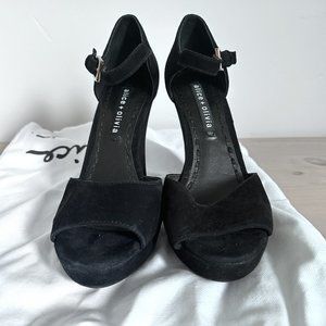 Alice + Olivia Black Suede Platform Sandal Size 6.5